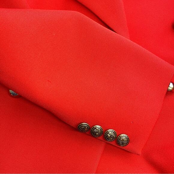 VINTAGE RED PENNY LANE COAT GOLD BUTTONS POPLIN DÉJAC PARIS STYLE LARGE - Picture 16 of 16